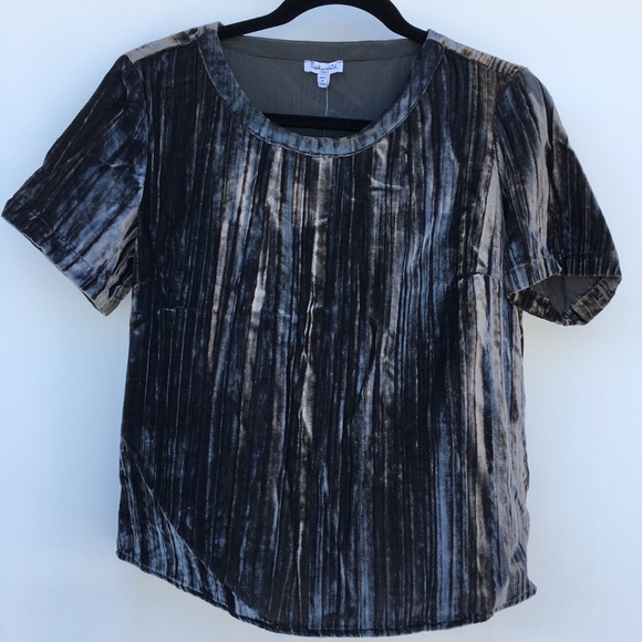 Splendid Dark Gray Soft Shimmery Top Short Sleeve - Picture 1 of 8
